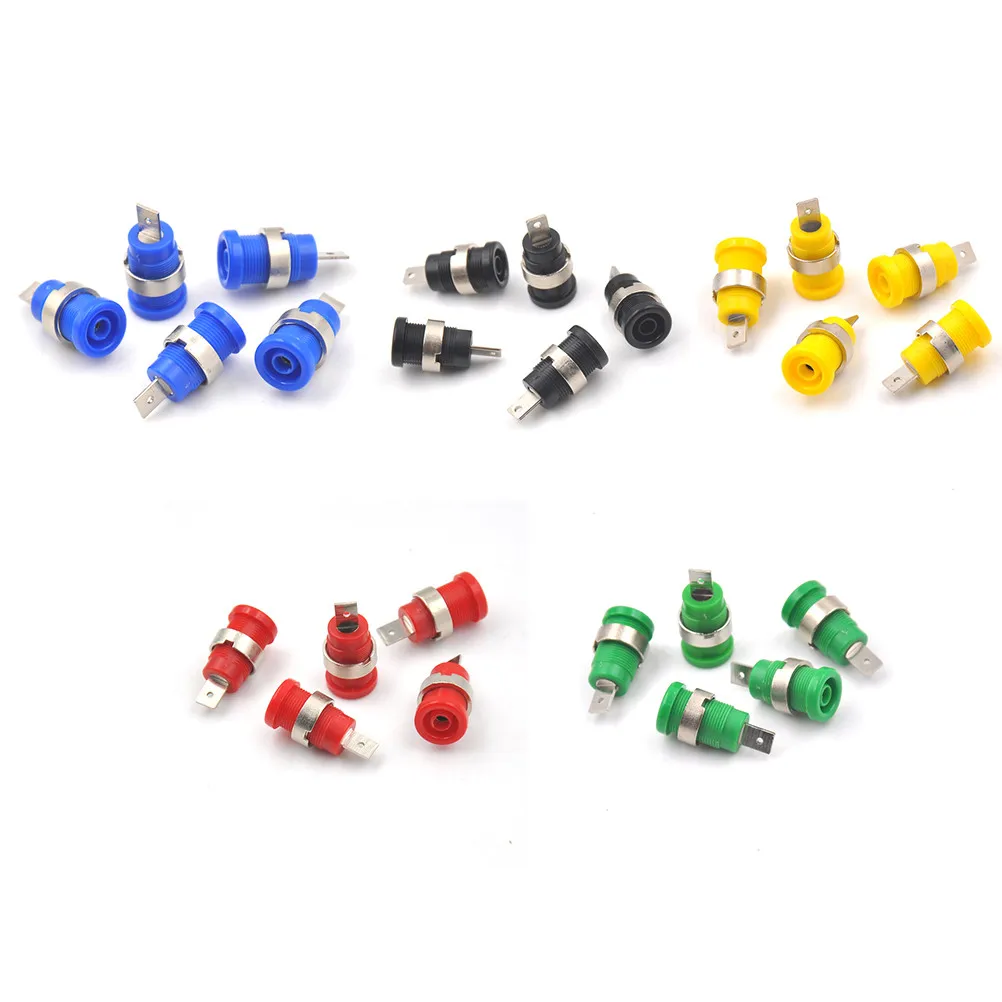 5 PCS/Lot 4mm Banana Plugs Female Jack Socket Plug Wire Connector 5 Colors 29.66*4.35mm