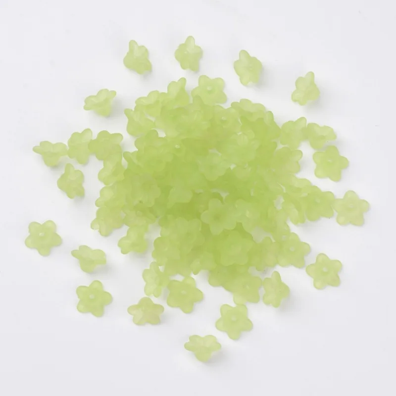 YellowGreen Разноцветный Прозрачный матовый акриловый цветок бусины для самостоятельного изготовления ювелирных изделий ремесла 10x5 мм, отверстие: 1 мм; около 4200 шт/500 г F70 - Цвет: YellowGreen