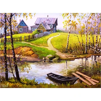 

Home and Boat DIY Painting By Numbers Art Oil Picture Draw Canvas Painting by numberOn Wall Coloring By Number Modern Home de
