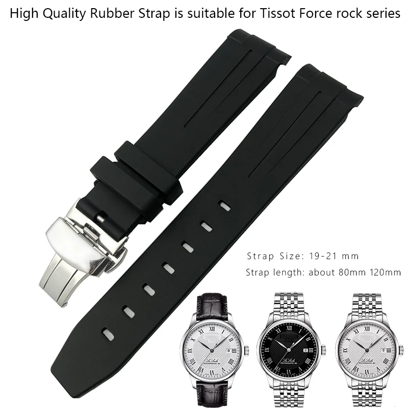 19mm 20mm 21mm Rubber Watch Strap Black 