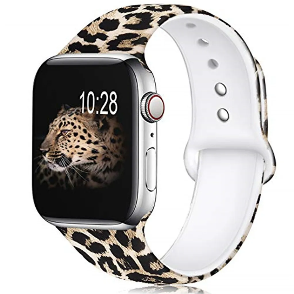 

Yayuu Cheetah Pattern Printed Sport Silicone Bands for Apple Wacth Series 4/3/2/1 Compatible Strap Fadeless Replacement Band