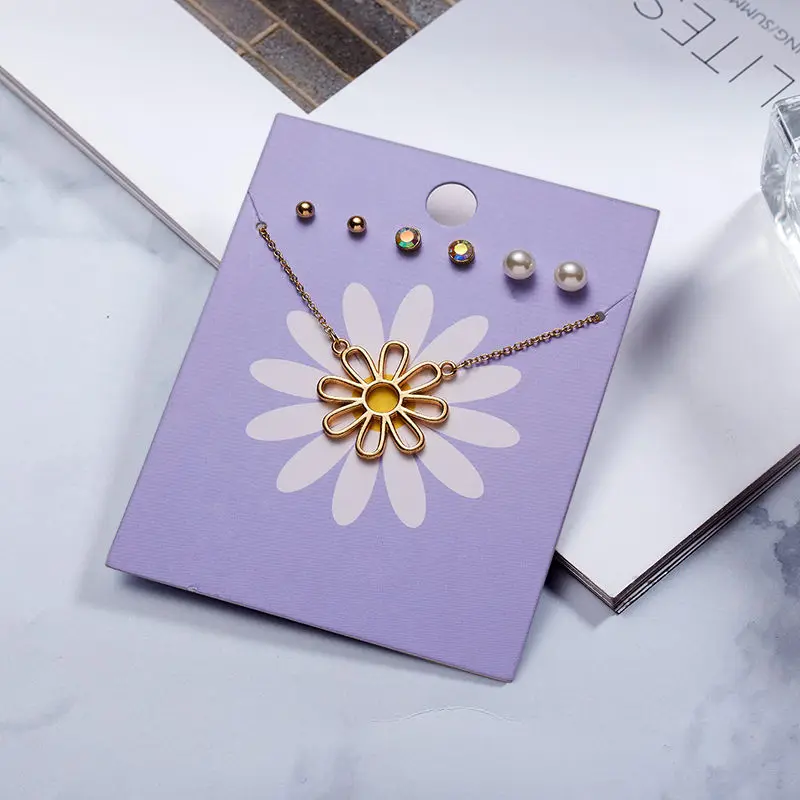 

Doreen Box Fashion Simple Style Jewelry Necklace Earrings Set Golden Color Flower/Rainbow /Heart Round Imitation Pearl ,1 Set
