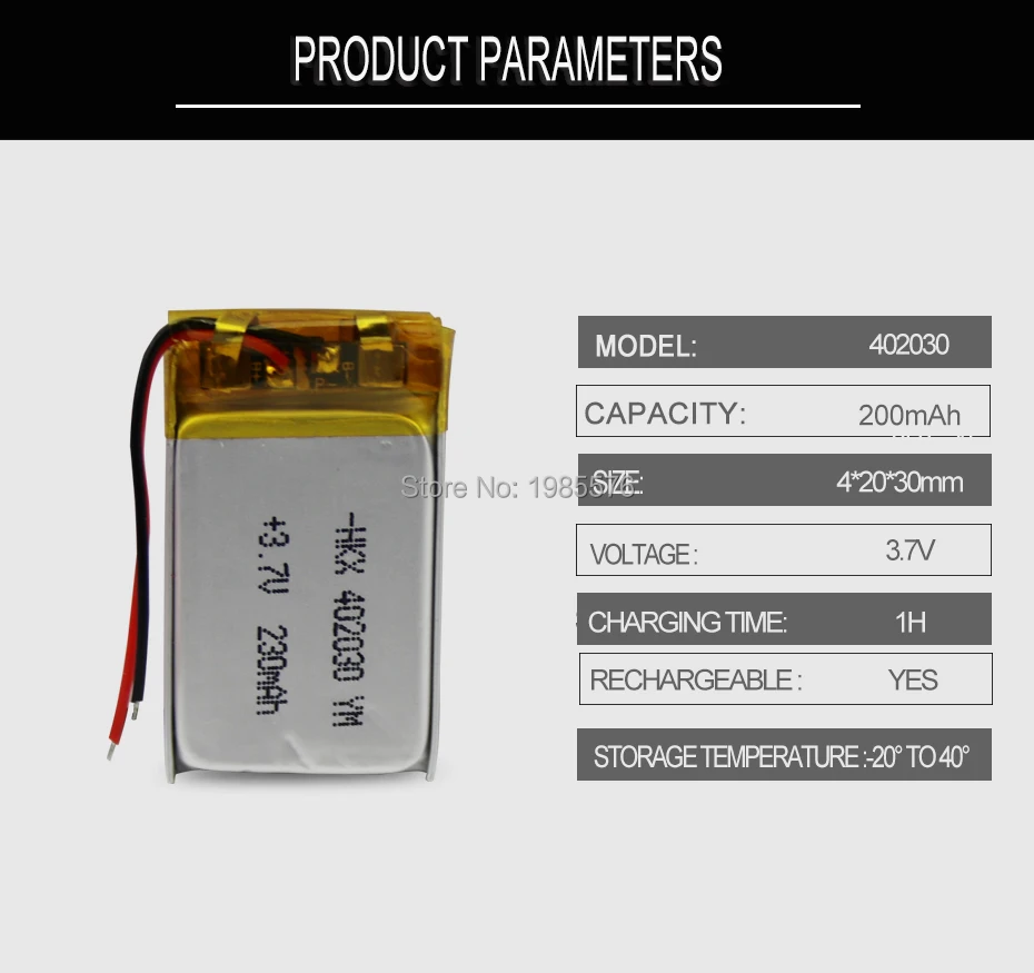 402030 042030 полимерная литиевая батарея 3,7 V 200mah перезаряжаемые батареи для MP3 MP4 часы игрушка сотовый телефон gps