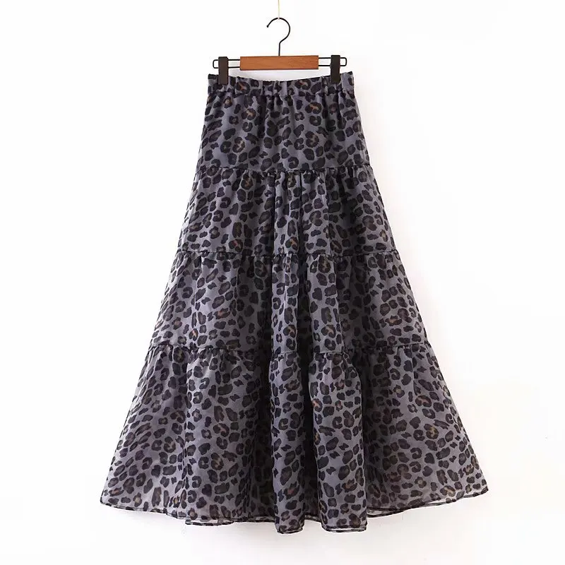 

2019 Autumn Europe And America Women's Dress New Style Elastic Waist Leopord Pattern Printed Skirt 2398