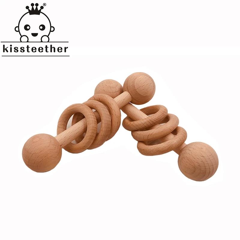 wooden rattle teether