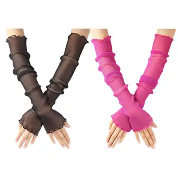 

2Pcs Sunscreen Sleeves UV Protection Arm Cover Sunscreen Protector Cooling Sleeves for Summer Outdoor (Black Rosy)