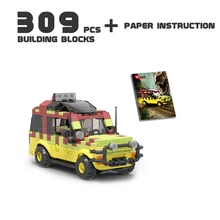 

MOC Jurassic public park Explorer Soldier Building Blocks off-road vehicle model Willis Jeeped antiaircraft gun Boy Bricks toy