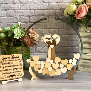 

Custom transparent Round acrylic wedding guest book alternative, personalize Wedding clear guestbook, Round wood sign drop box