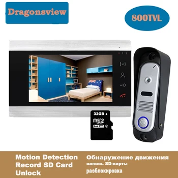 

Dragonsview Wired Intercom System 7 Inch Access Control Video Door Phone Doorbell Camera with Movement Detection Unlock Record