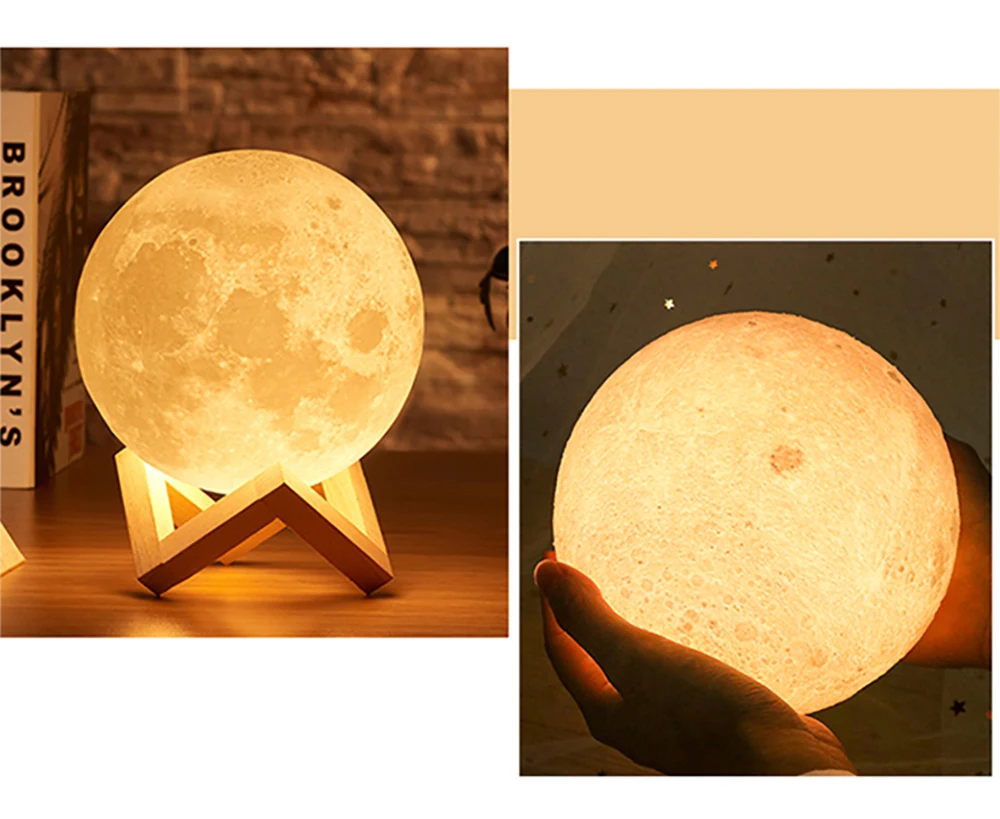 hatch night light LED Night Light 3D Print Moon Lamp 8CM/12CM Battery Powered With Stand Starry Lamp 7 Color Bedroom Decor Night Lights Kids Gift hatch night light