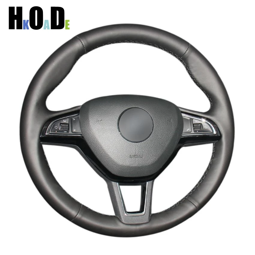 Черная искусственная кожа прошитая вручную для Skoda Citigo 2013-2019 Fabia Karoq 2017-2019 |