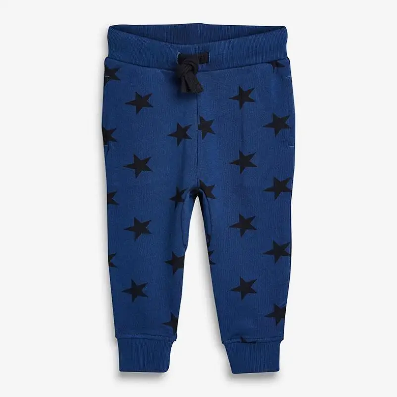 Little maven/зимние брюки для маленьких мальчиков; детские трикотажные хлопковые плотные теплые штаны с принтом со звездой для маленьких мальчиков - Цвет: Синий