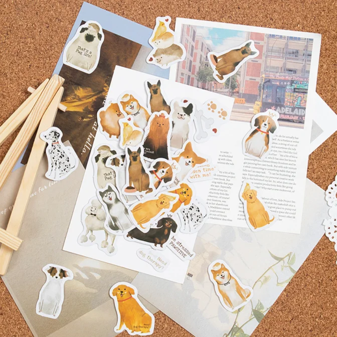 1 Box 46pcs Stickers Lovely Animals Stickers Dog Pattern Stickers
