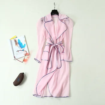 

Goodlishowsi New Women's Dress Sweet Pink Long Sleeve Belt Organza Dress