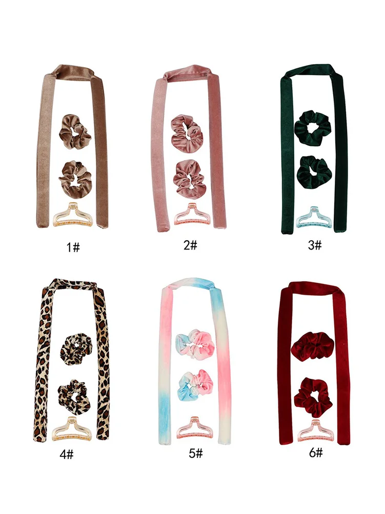 Heatless Hair Curlers Soft Hair Rollers No Heat Curls Headband with Ties Overnight Curling Rod for Long Hairs
