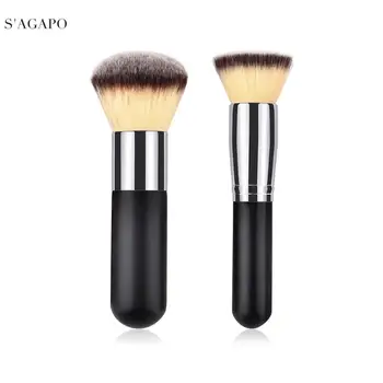 

S'AGAPO 2PCS Honey Loose Powder Makeup Brushes tools For Foundation Eye shadow Blush Concealer Professional beauty Makeup tools