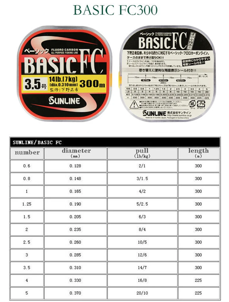 Оригинальные SUNLINE основные FC 225 м 300 м прозрачные лески из углеродного волокна для ловли карпа