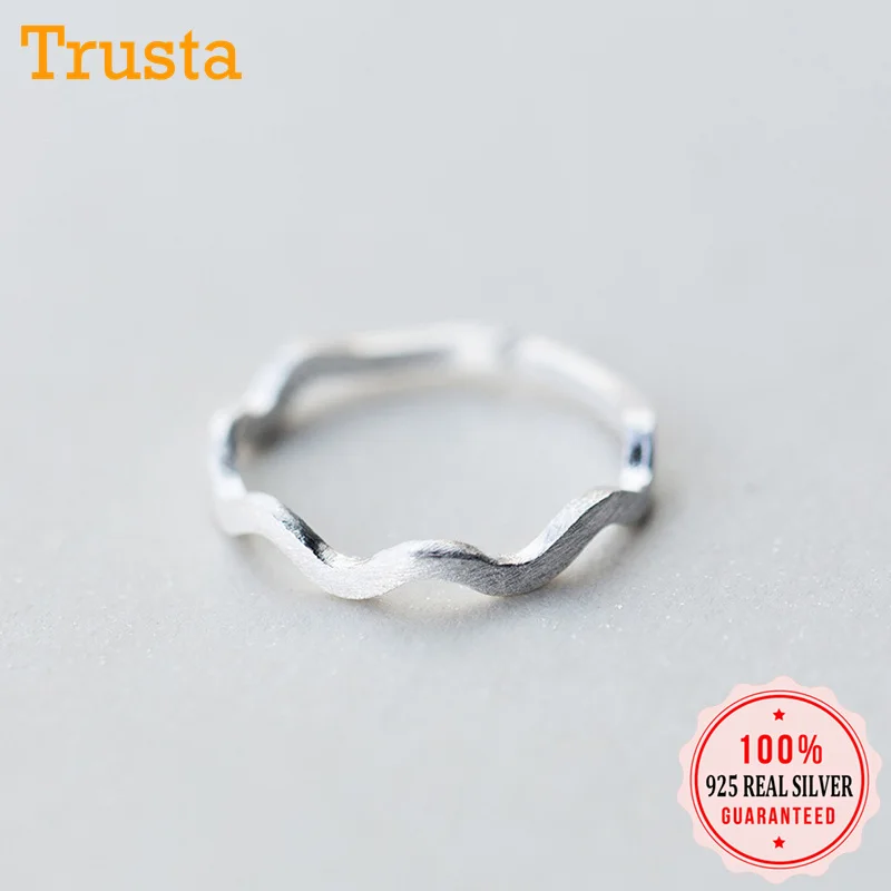 Trusta 925 Твердое Настоящее серебро 925 волны коктейльное кольцо Размер 5 6 7 женщин девочек детей Рождественский подарок AZ03