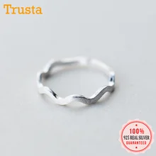 Trusta 925 Твердое Настоящее серебро 925 волны коктейльное кольцо Размер 5 6 7 женщин девочек детей Рождественский подарок AZ03