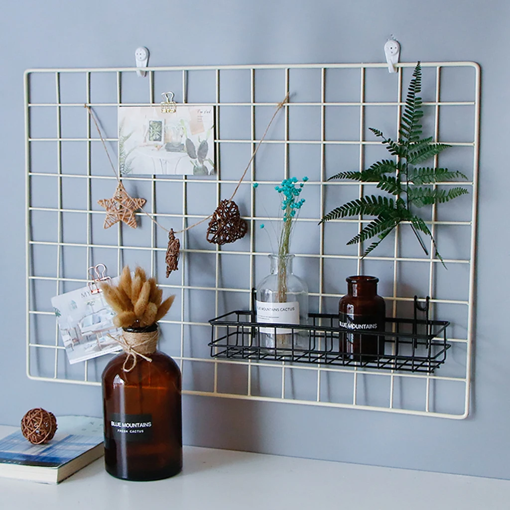 Metal Wire Basket Shelf Rack for Gridwall Grid Panel Wall Mountable Wire Organizer Storage Flower Pot Display Decor