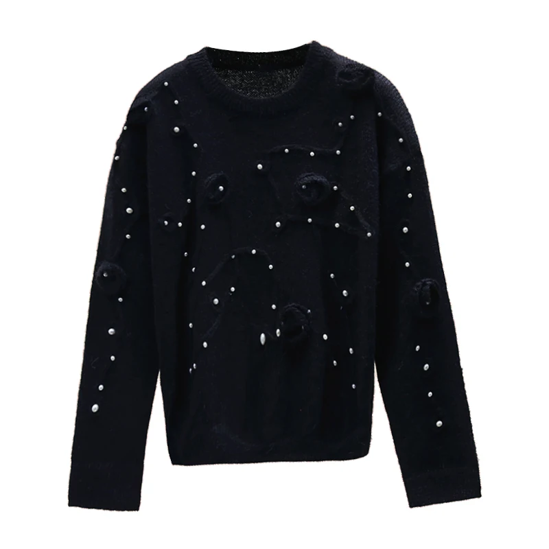 2020 New Fall Winter Black Sweater Fashion Beading