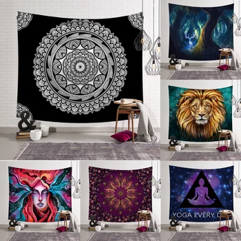 

95x73cm Indian Geometric Mandala Tapestry Wall Hanging Mat Boho Ethnic Yoga Blanket Bedspread Wall Hanging Mat Ethnic Decor