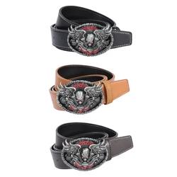 Cinto de couro de cowboy estilo retrô masculino, cinto hip hop com fivela gótica de 120cm padrão estilo ocidental