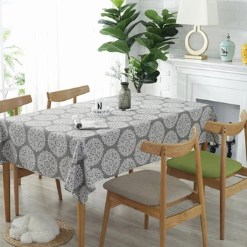 

140/180/220/250cm Elegant Home Decoration Retro Printed Stain Resistant Cotton Linen Dinner Tablecloth Square Dust-Proof