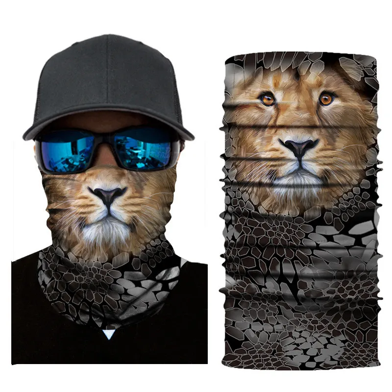 1 шт. маска для лица 3D Лев с животным принтом Балаклава Крышка головы циклическая маска на голову повязка для волос шарф-капюшон пиратская
