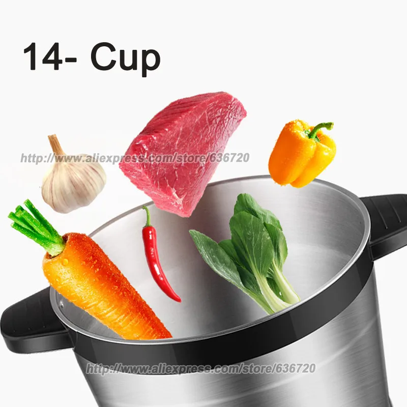14 чашек из нержавеющей стали мясорубка измельчитель, электрическая мясорубка 550 Ватт бытовой или коммерческий кухонный комбайн