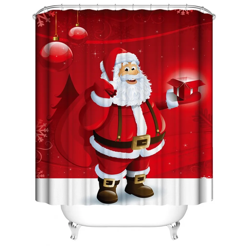 Рождество Душ Шторы штора для ванной рождественские украшения Нескользящие Коврик для крышки унитаза Ванная комната душа Шторы Z4