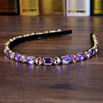 

Elegant Full Purple Crystal And Diamante Hairband Rhinestone Wedding Headband For Women Headpiece Girls Pageant Hair Jewelry