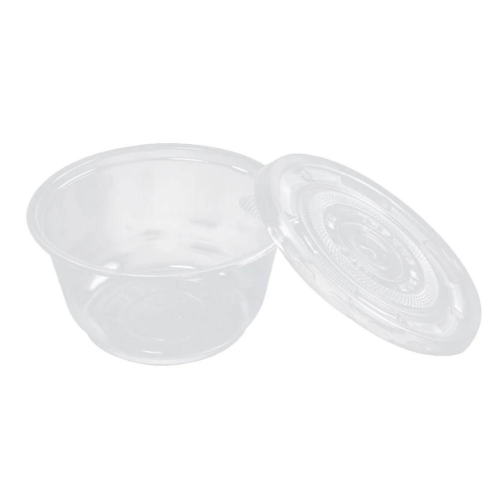 

50pcs Bowls Transparent Multifunctional Plastic Lighweight Disposable with Lids Bowls for Bean Jelly Fruit Ice