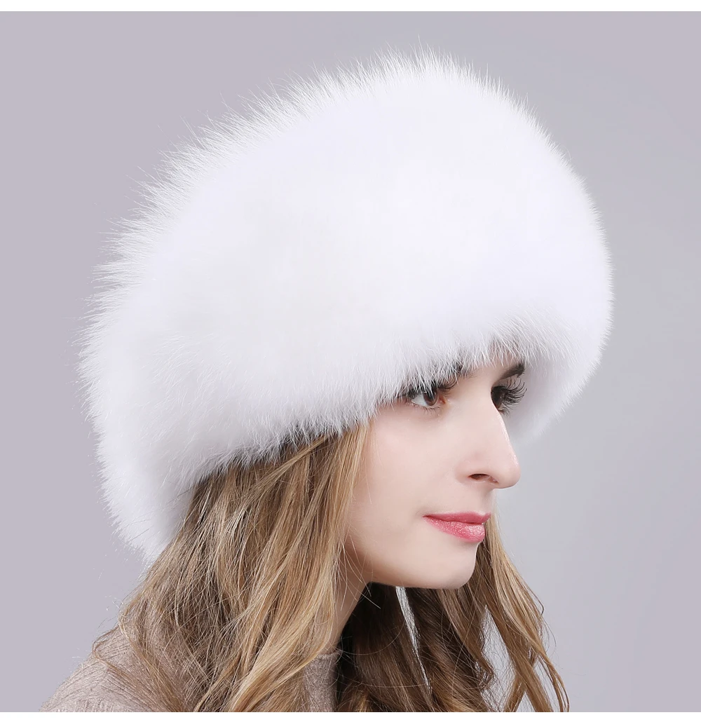 Женская зимняя шапка из натурального Лисьего меха, теплая мягкая пушистая шапка из меха лисы, роскошная Высококачественная шапка-бомбер из натурального Лисьего меха