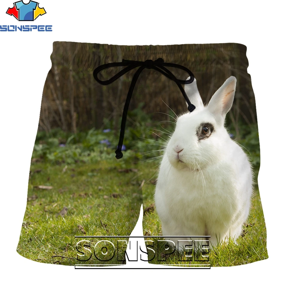 SONSPEE 3D Printing Cute Animal Rabbit Shorts Summer Men Women Personality Fashion Street Trend Casual Sports Beach Short Pants