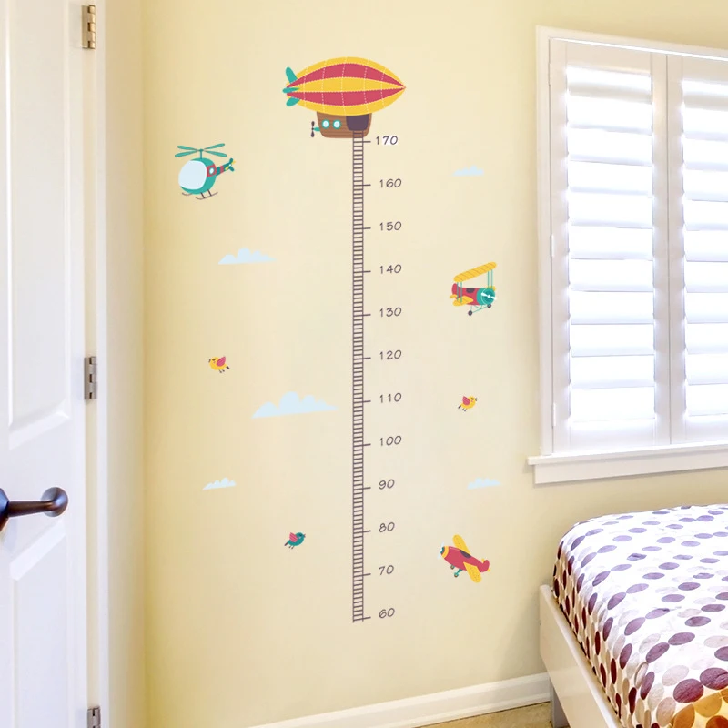 

Wall Stickers for Kids Rooms Home Decoration Wallpaper Seabed Animal Aircraft Removable Children Height Ruler Wall Sticker