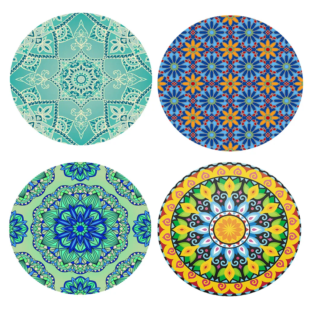 Waterproof Non-slip Table Cloth Round 47 Inch Elastic Edge Fitted Polyester Table Cover Flower Pattern