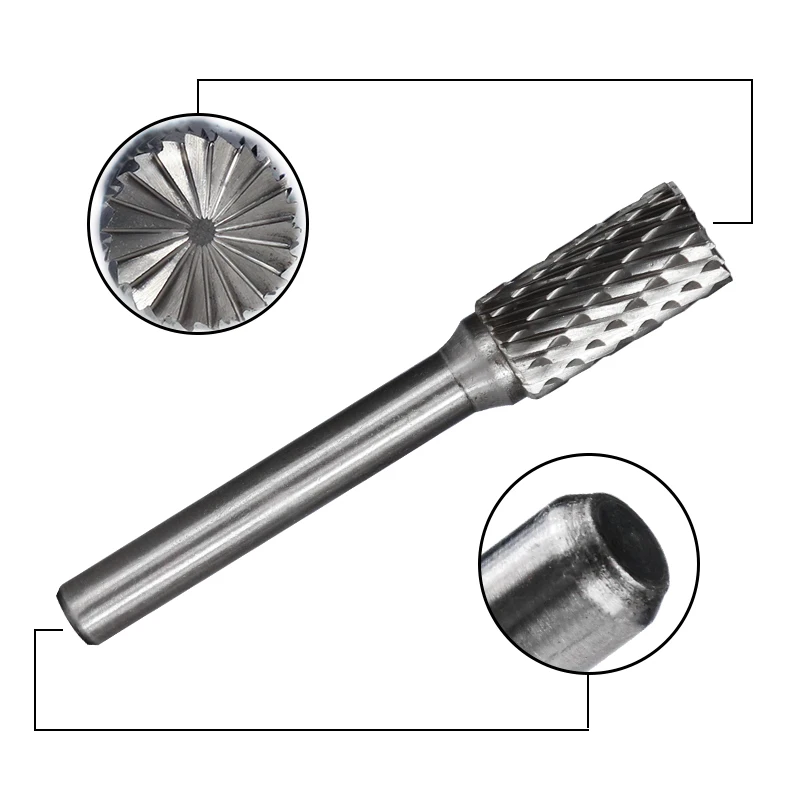 XCAN 카바이드 로터리 버 8 개 6mm 생크 로터리 커터 파일, 금속 밀링 더블 컷 로터리 버 파일