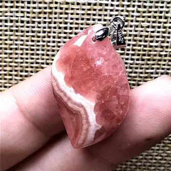 

Top Natural Red Rhodochrosite Pendant For Woman Lady Man Crystal 28x16x6mm Horse Eye Beads Silver Argentina Stone Jewelry AAAAA