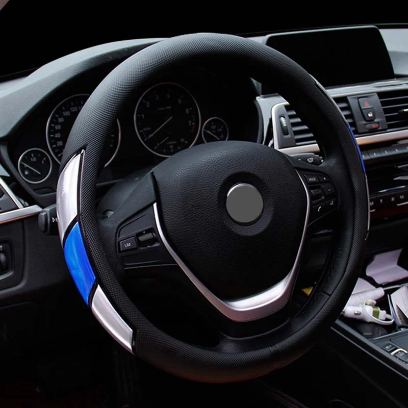 Искусственная кожа универсальный автомобильный чехол на руль 38 см автомобильный Стайлинг спортивные Автомобильные Чехлы На Руль противоскользящие автомобильные аксессуары