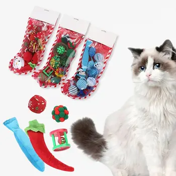 

Pet Christmas Combination Kitten Scratching Sock Shape Toy Soft Plush Bag Cat Scratcher Grinding Interactive Entertainment Pet