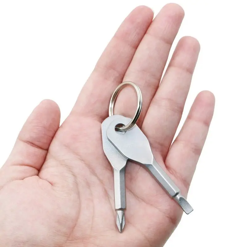 Stainless Steel Mini Multifunction Screwdriver Key Shape Pocket Repair Tool