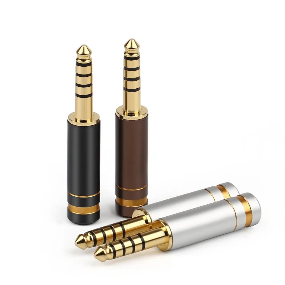 5PCS Audio Jack 4 4mm 5Pole Balanced plug Copper Gold Plated Stereo Headphone Connector Aluminum Alloy Speaker Plug Adapter
