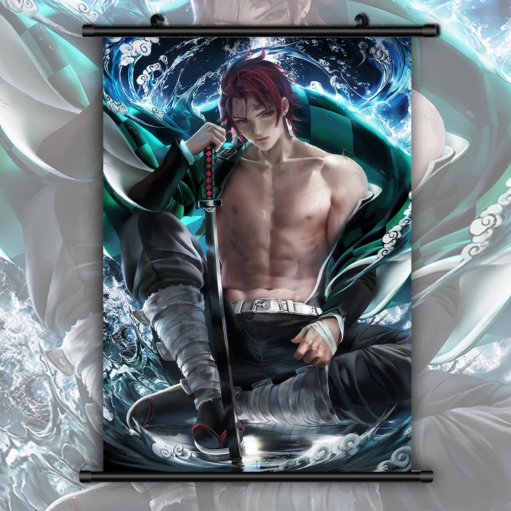 Демон убийца Kimetsu no Yaiba Tanjirou Аниме Манга настенный плакат прокрутка | Дом и сад
