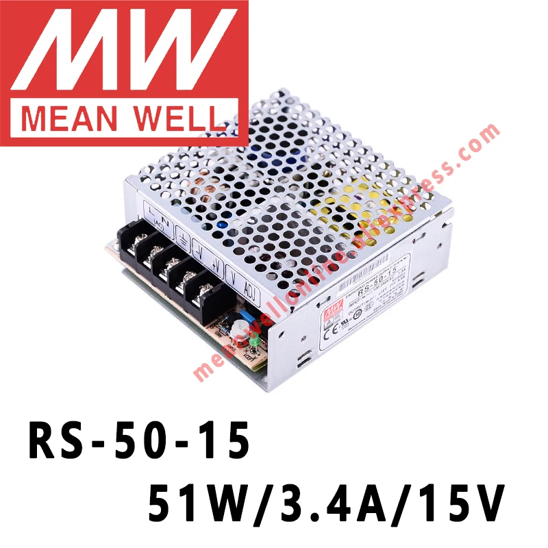 RS 50 15 Mean Well 51W/3.4A/15V DC единичный выходной импульсный источник питания Интернет