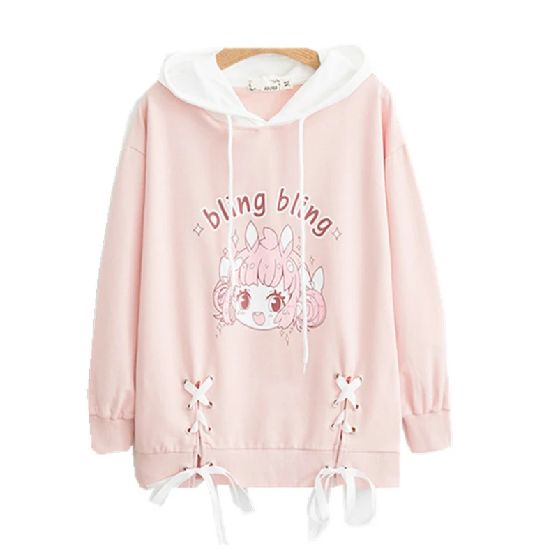 Cute Pink Hoodies Women Merry Pretty Sweatshirt Sweatshirt Sweet