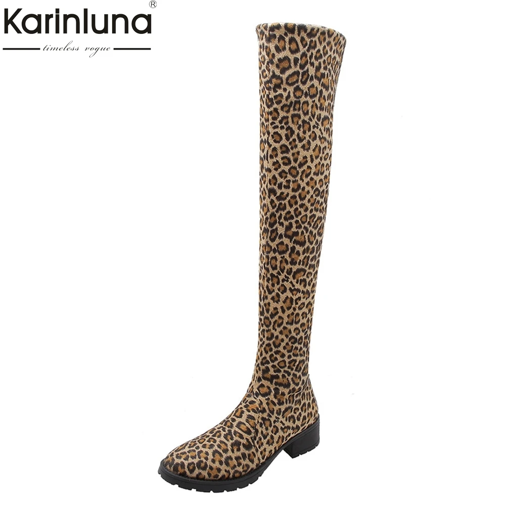 

Women's 2019 add fur autumn winter boots women shoes woman chunky heels slip on sock boot over the knee boots big size 43
