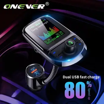 

Colorful Screen Car FM Transmitter Support USB TF Card Bluetooth 5.0 AUX Fast Charging Hands Free Mp3 Player