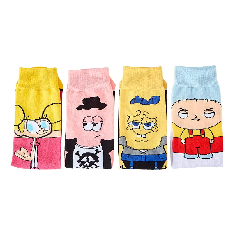 Носки с рисунком из мультфильма «Dexter Lab», DeeDee Stewie, Патрик, звезда, губка, Детские милые забавные хлопковые носки для влюбленных, Спортивные Повседневные носки