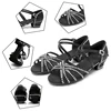 HROYL Latin Dance Shoes for Girls Women Ladies With Rhinestone Ballroom Modern Tango Dancing Performance Shoes 3.5/4CM Heels 5